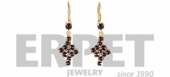 Gold-plated earrings with Czech garnet stone