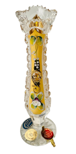 Jarrón de cristal tallado bañado en oro - Altura 15cm