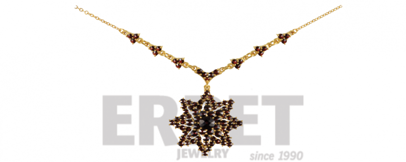 Gold plated necklace with czech garnet stone