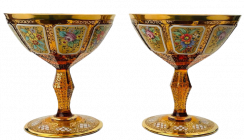 Barevně dekorované lištované sklenice na šampaňské - set 2ks - Výška 11cm/140ml