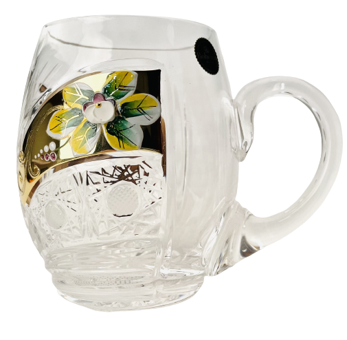Broušená pozlacená sklenice na pivo - Výška 10cm/300ml