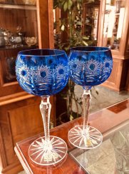 Barevné broušené sklenice na víno - set 2ks - Výška 21cm/190ml