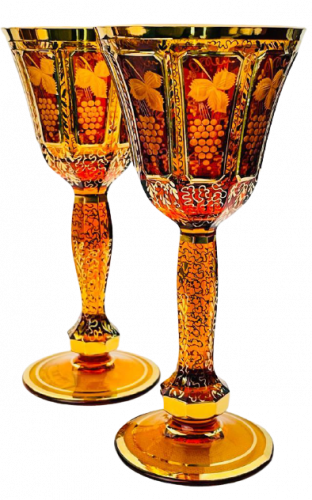 Paneled wine glass - set of 2pcs - Height 20cm/190ml