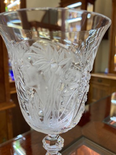 Cut crystal engraved wine glasses - set of 2pcs
