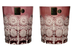 Barevné broušené whisky sklenice - set 2ks - Výška 9cm/290ml