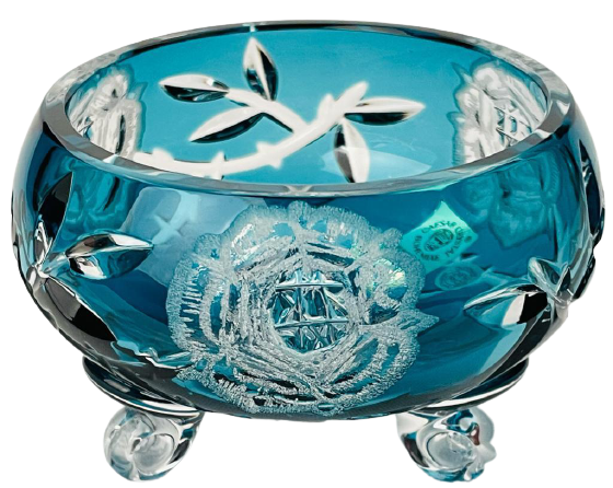 Color-cut crystal footed bowl - Height 7cm