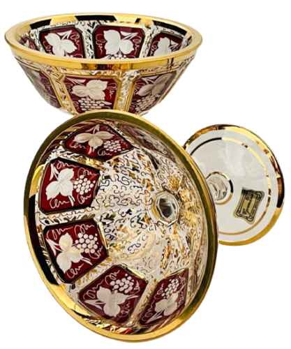 Barevně dekorované lištované sklenice na šampaňské - set 2ks - Výška 12cm/140ml