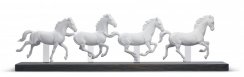 Galloping Herd Horses Figurine. White