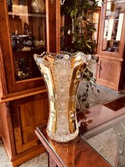 Gold-plated cut crystal vase - Height 20cm