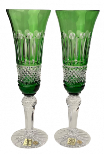 Broušené barevné sklenice na šampaňské - set 2ks - Výška 20cm/190ml