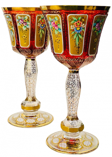 Panneled wine glass - set of 2pcs - Height 20cm/260ml