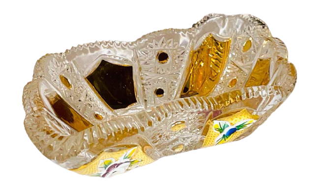 Gold-plated cut crystal bowl - Height 3cm