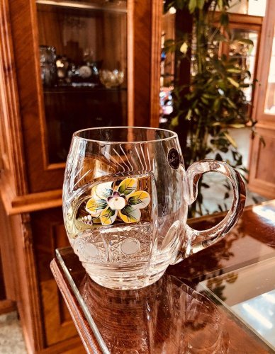 Broušená pozlacená sklenice na pivo - Výška 10cm/300ml