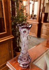 Barevně přejímaná broušená váza - Výška 18cm
