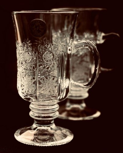 Hand Cut crystal tea glasses - set of 2Pcs - Height 15cm