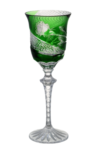 Engraved luxury wine glasses (Green) - set of 2pcs