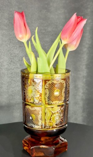 Váza Egermann - ambr-lazura s rytinou