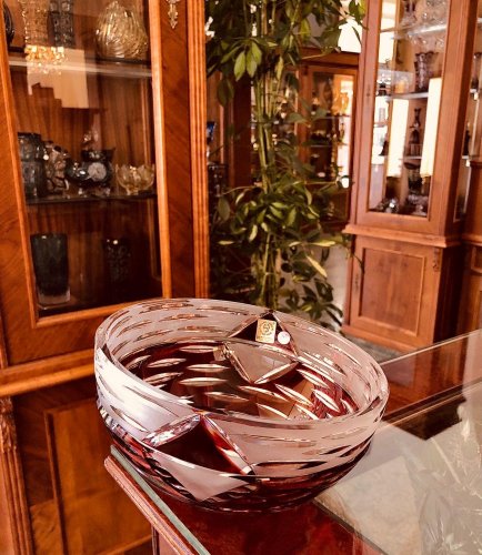Color-cut crystal beveled vase - Height 11cm