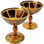 Barevně dekorované lištované sklenice na šampaňské - set 2ks - Výška 11cm/140ml