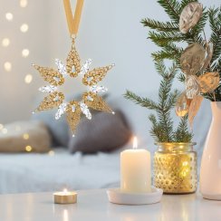 Skleněná ozdoba Vánoční ornament 21, hvězda z českého křišťálu Preciosa