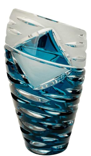 Barevná broušená váza - zkosená - Výška 18cm