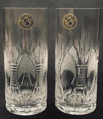 Hand Cut crystal Long drink tumblers - set of 2pcs - Height 11cm/230ml