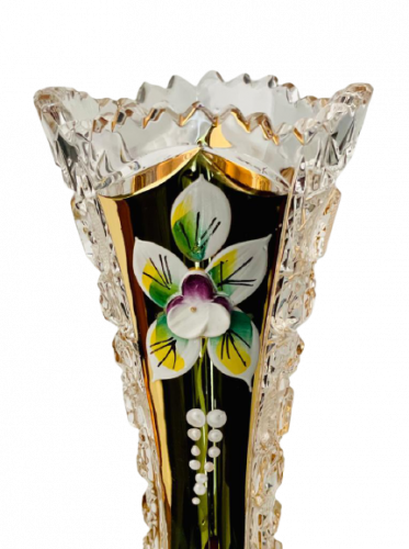 Broušená pozlacená váza - Výška 26cm