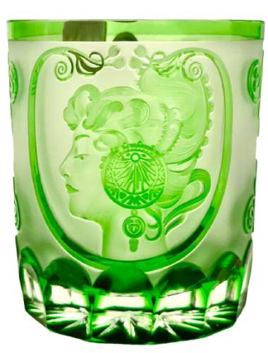 Barevné broušené sklenice na whiskey 320ml - set 2ks - Výška 9cm/320ml