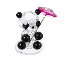 Skleněná figurka Panda se slunečníkem z českého křišťálu Preciosa