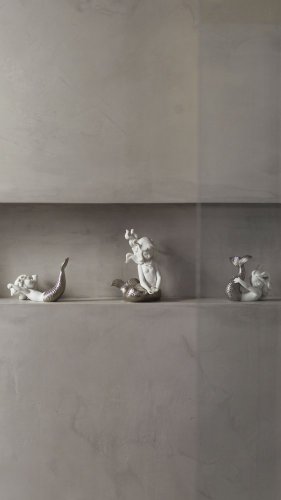 Playing at Sea Mermaid Figurine. Silver Lustre