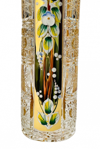 Gold-crystal cut crystal vase - Height 25cm