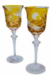 Přejímané luxusní ryté sklenice na víno (Amber) - set 2ks