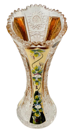 Broušená pozlacená váza - Výška 28cm