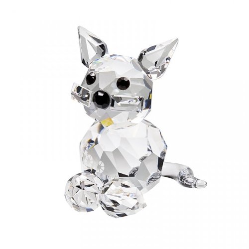 Skleněná figurka Sedící kotě z českého křišťálu Preciosa