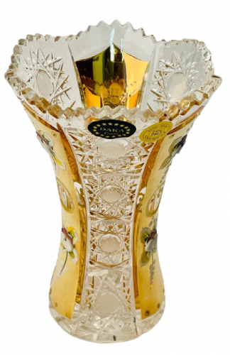 Broušená pozlacená váza - Výška 15cm