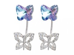 Stříbrné náušnice Butterfly Harmony, motýli z českého křišťálu Preciosa, velké