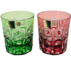 Color-cut crystal whiskey glasses - set of 2pcs - Height 9cm/320ml