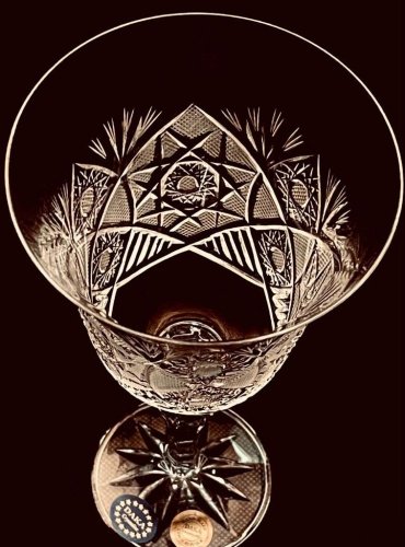 Copas de vino blanco de cristal tallado - juego de 6 piezas - Altura 18cm/220ml