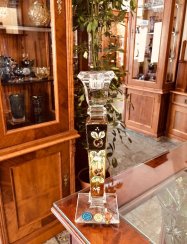 Gold-plated cut crystal candleholder - Height 25cm