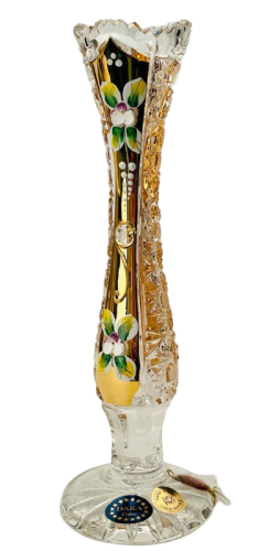 Broušená pozlacená váza - Výška 21cm