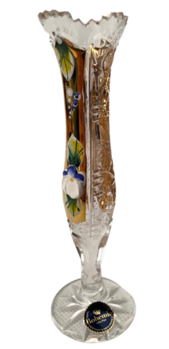 Jarrón de cristal tallado dorado - Altura 13cm