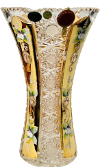 Gold-plated cut crystal vase - Height 25cm