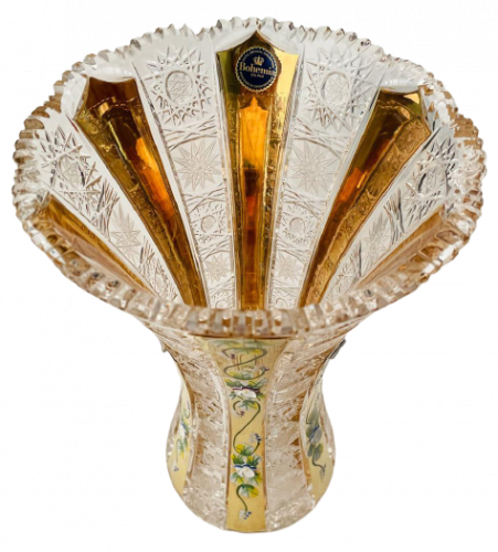 Broušená pozlacená váza - Výška 30cm