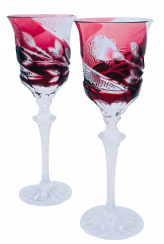 Přejímané luxusní ryté sklenice na víno (Rubín) - set 2ks