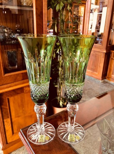 Broušené barevné sklenice na šampaňské - set 2ks - Výška 20cm/190ml