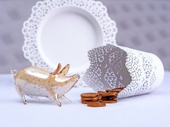 Dekorace Zlaté prasátko z českého křišťálu Preciosa