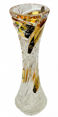 Gold-crystal cut crystal vase - Výška 22cm