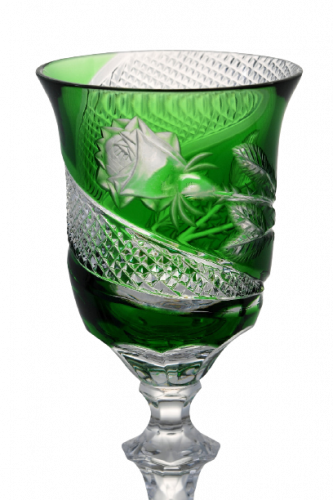 雕刻的豪华酒杯（绿色） - 一套2个