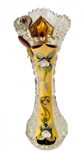 Broušená pozlacená váza - Výška 20cm