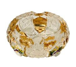 Broušený pozlacený popelník - Výška 3cm / Průměr 18cm